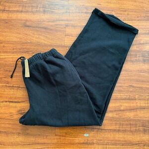 Skims Cotton Fleece Classic Straight Leg Pant Onyx Black Size na s